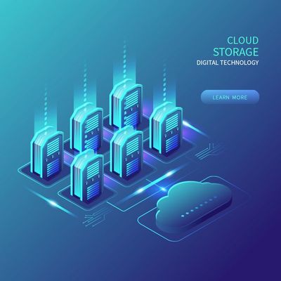 科技感2.5D扁平化立體ui等距插畫圖標banner大數據智能ai矢量素材